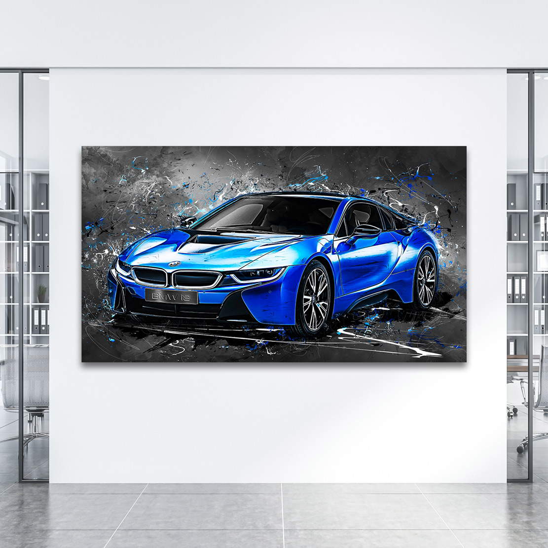 Auto Leinwandbild BMW i8 Blue Style