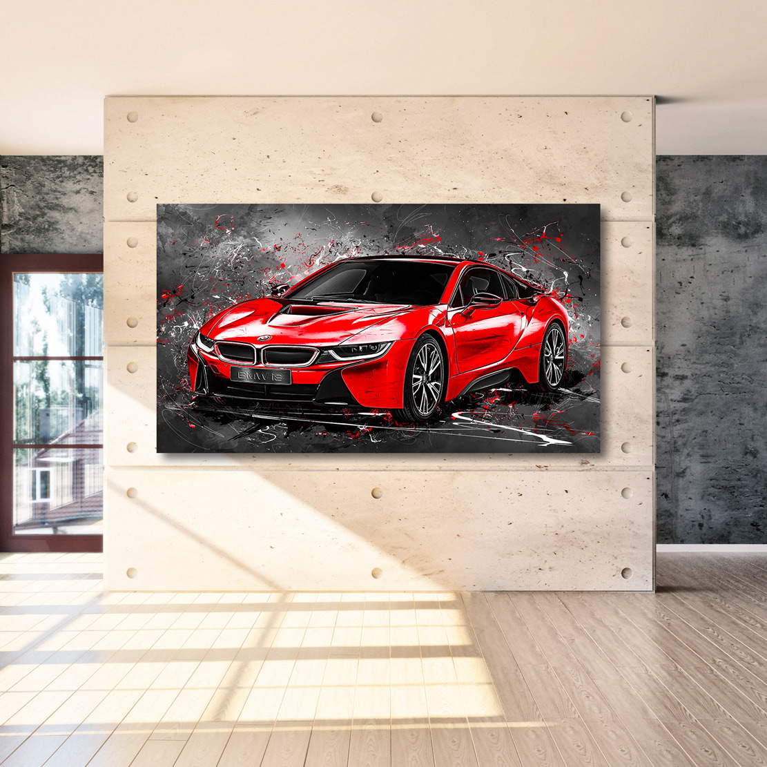 Auto Leinwandbild BMW i8 Red Style