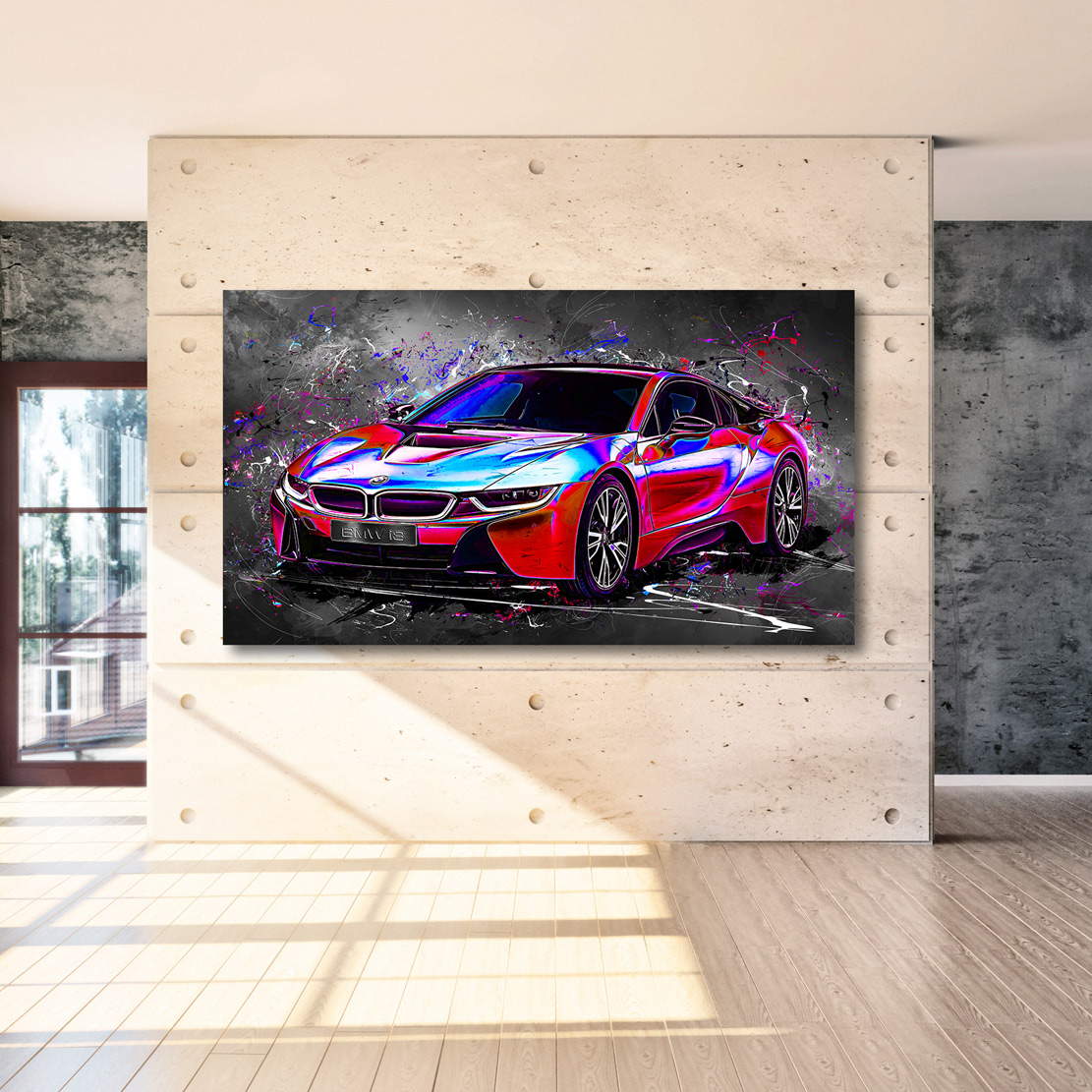 Auto Leinwandbild BMW i8 Pop Art