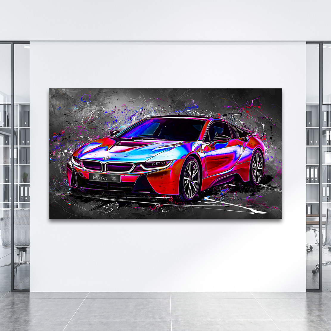 Auto Leinwandbild BMW i8 Pop Art