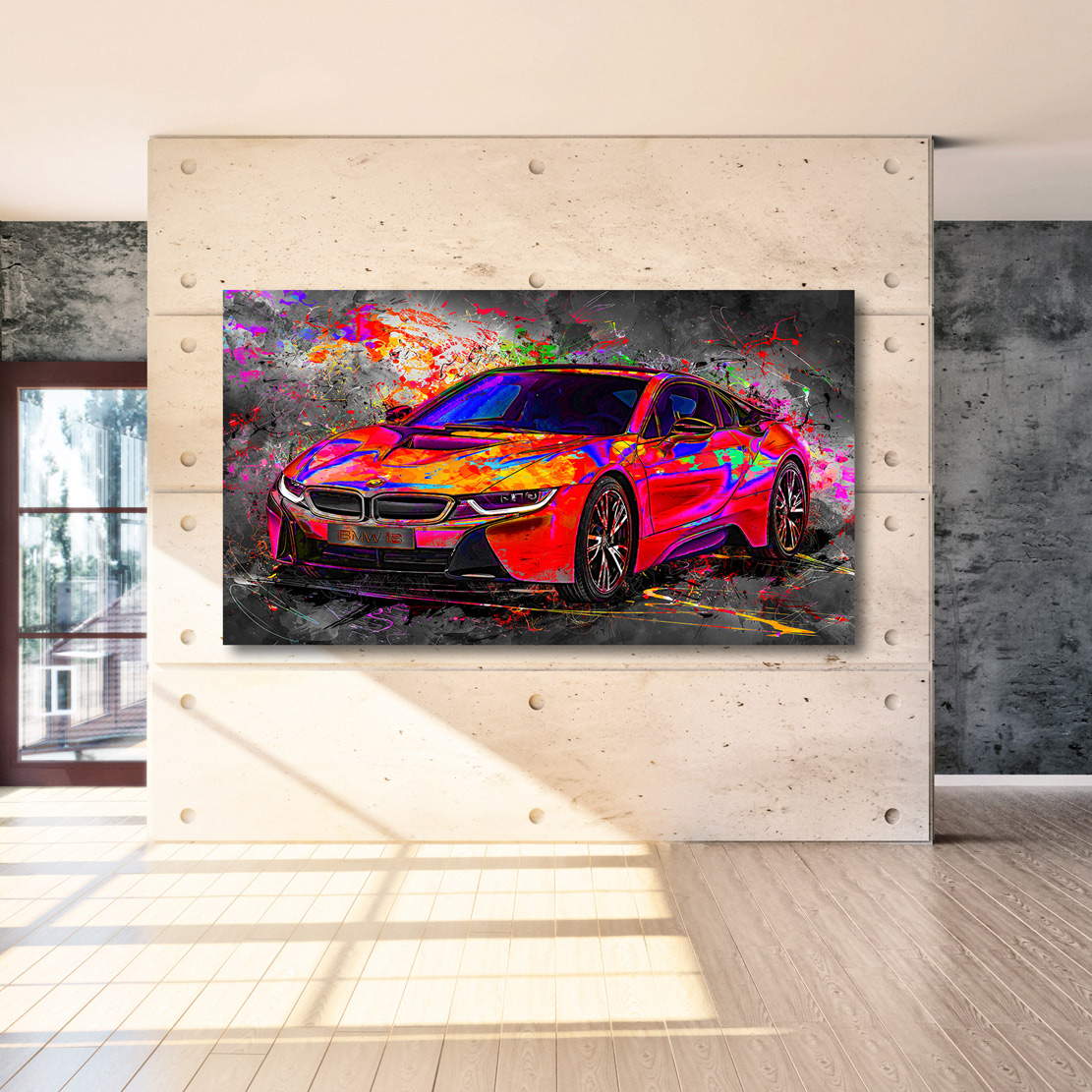 Auto Leinwandbild BMW i8 Pop Art Style