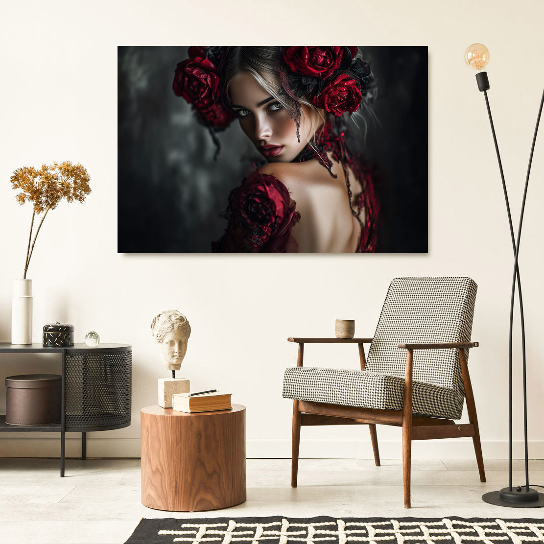 Dark Rose Seduction Portrait Art Wandbild