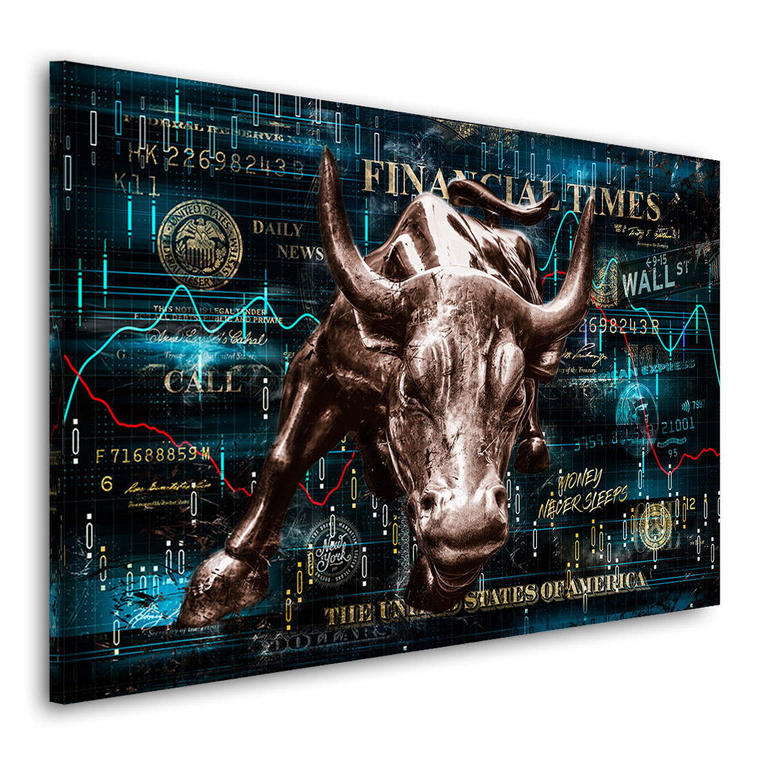 Wandbild Leinwandbild Wallstreet Stier Pop Art