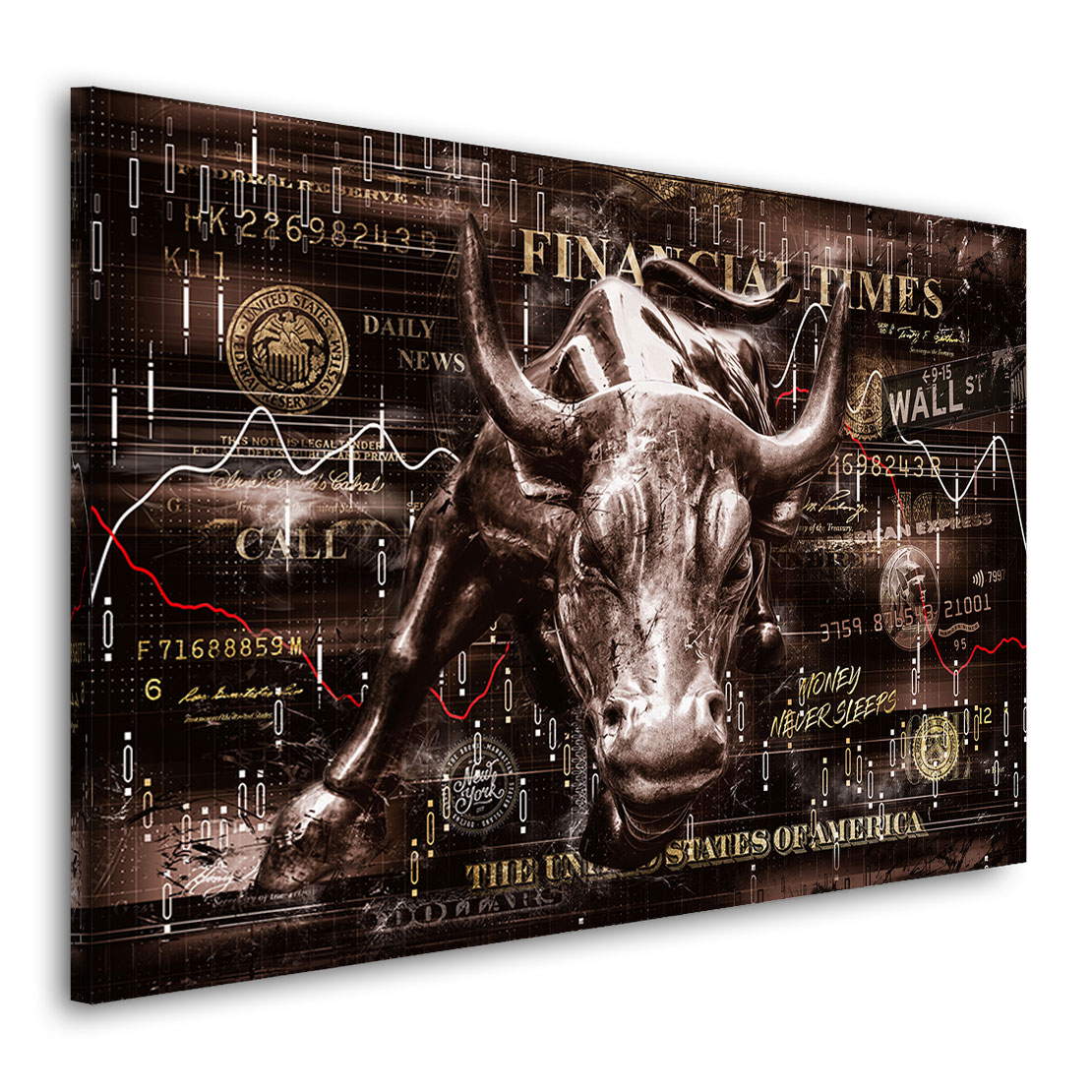Wandbild Leinwandbild Wallstreet Stier Pop Art Inspiration