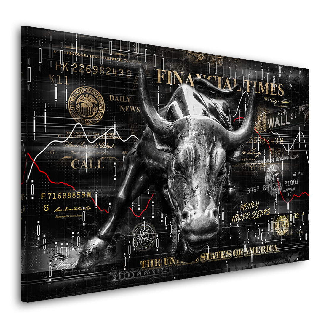 Wandbild Leinwandbild Wallstreet Stier Pop Art Motivation