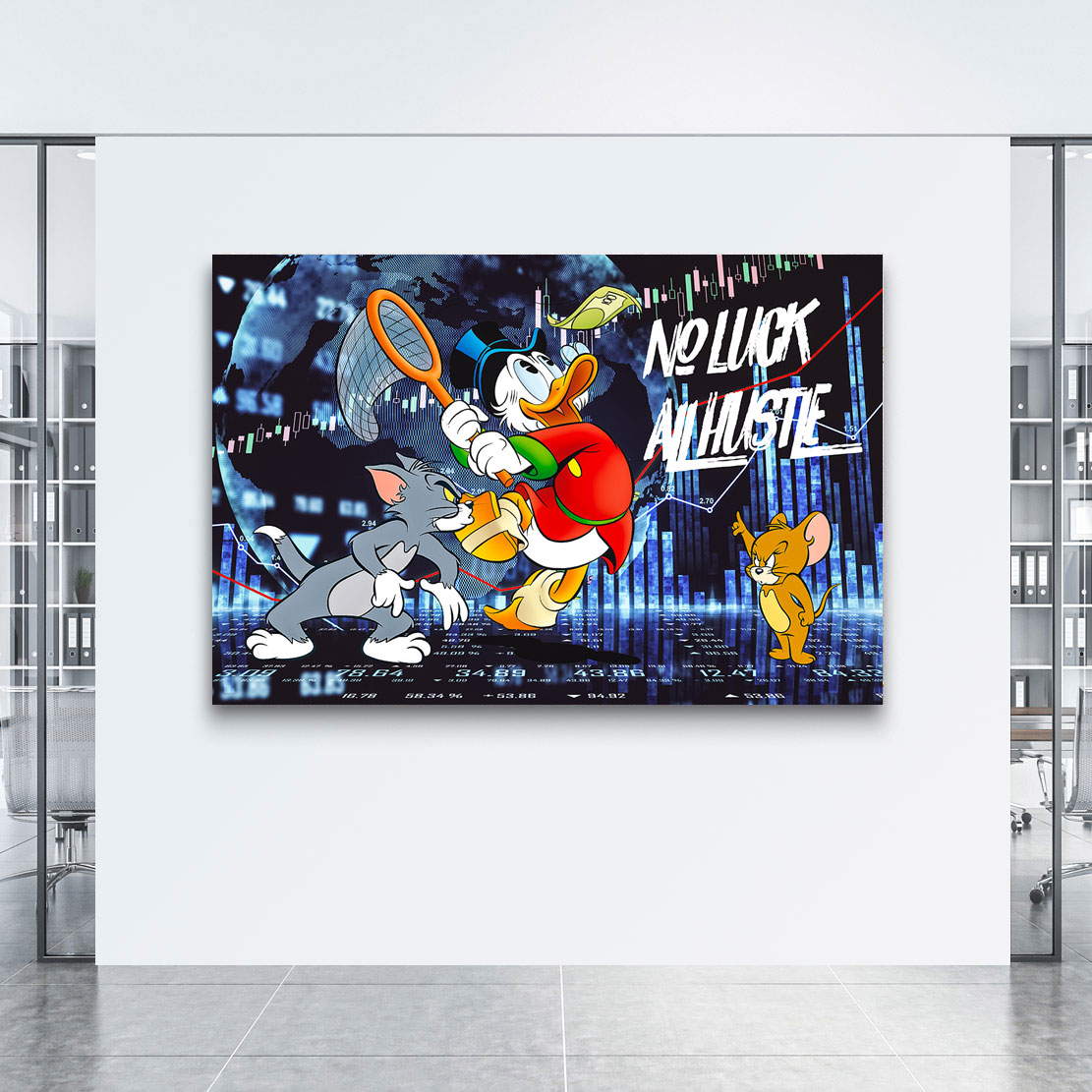Leinwandbild Dagobert All Hustle Pop Art Börse