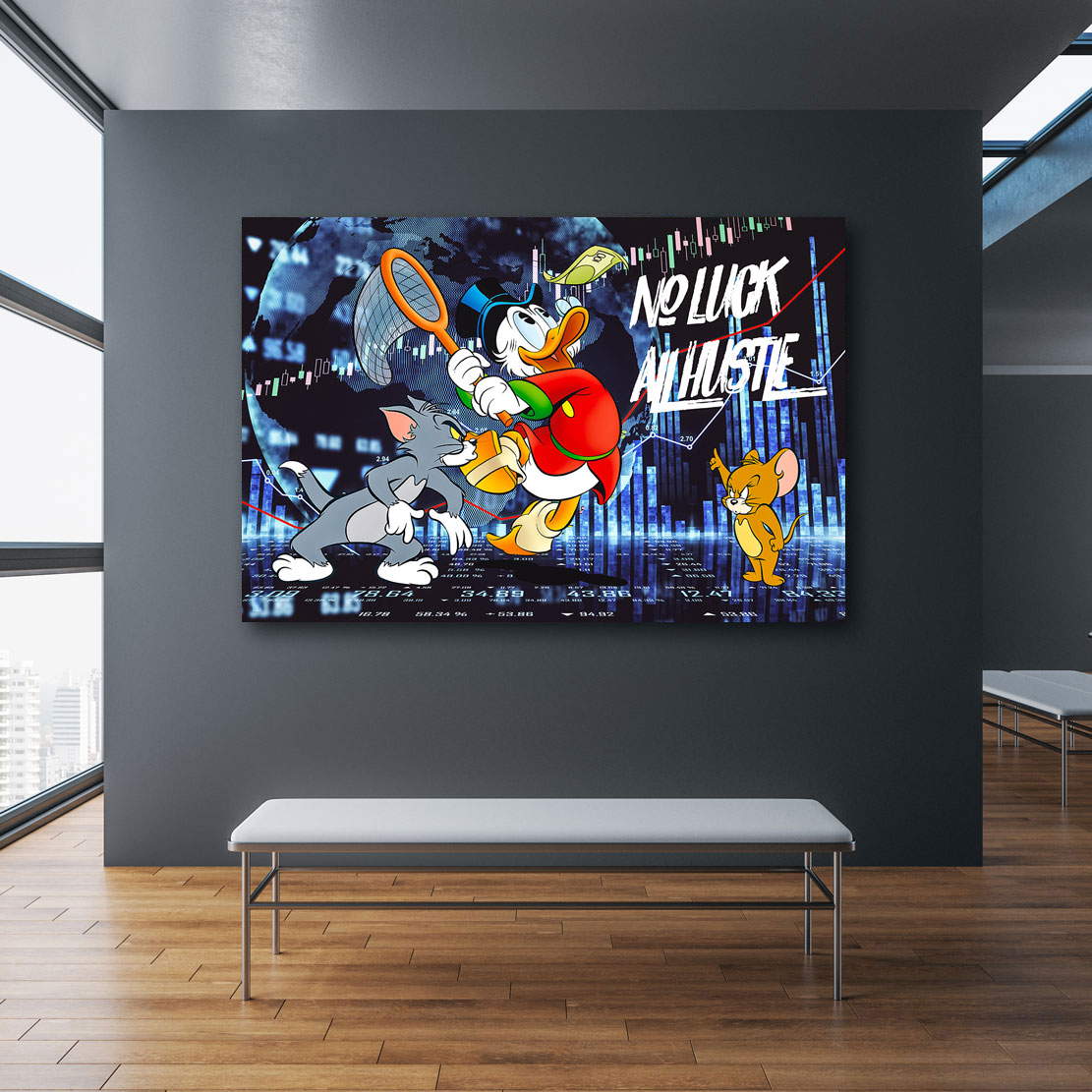 Leinwandbild Dagobert All Hustle Pop Art Börse