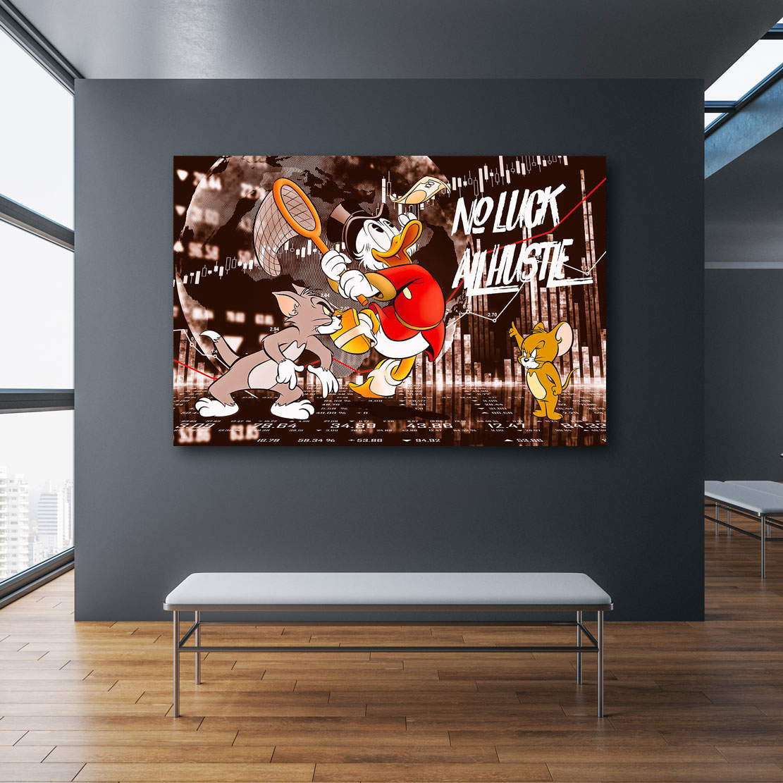 Leinwandbild Dagobert All Hustle Pop Art Vintage Style