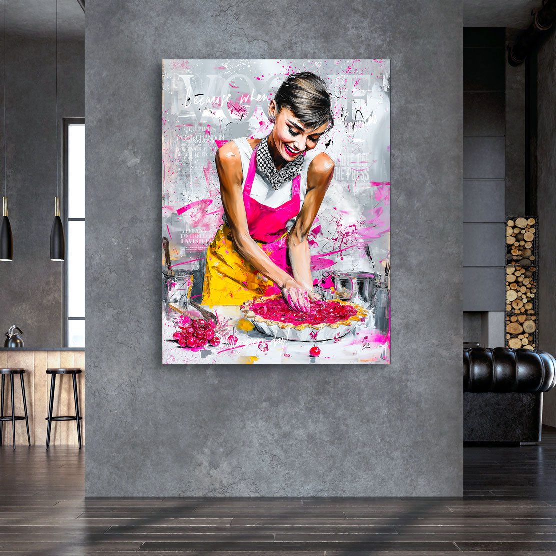 Audrey Hepburn Cherry Vogue Wandbild