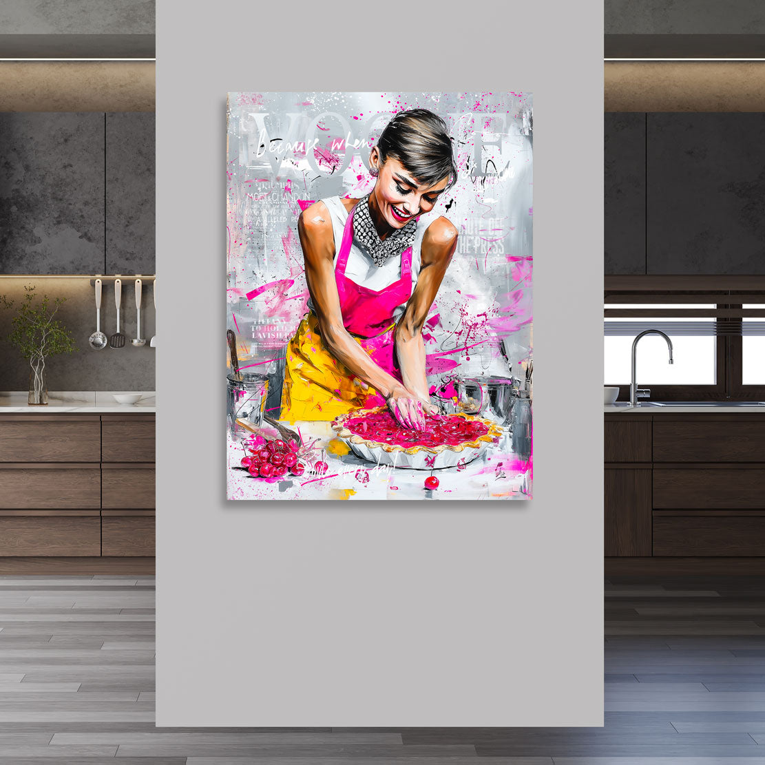 Audrey Hepburn Cherry Vogue Wandbild