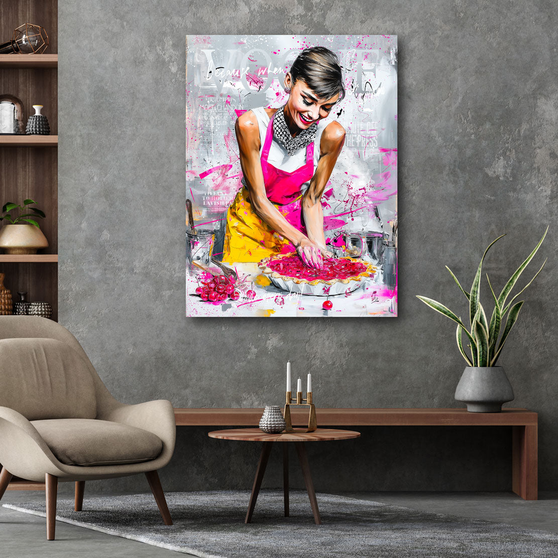 Audrey Hepburn Cherry Vogue Wandbild