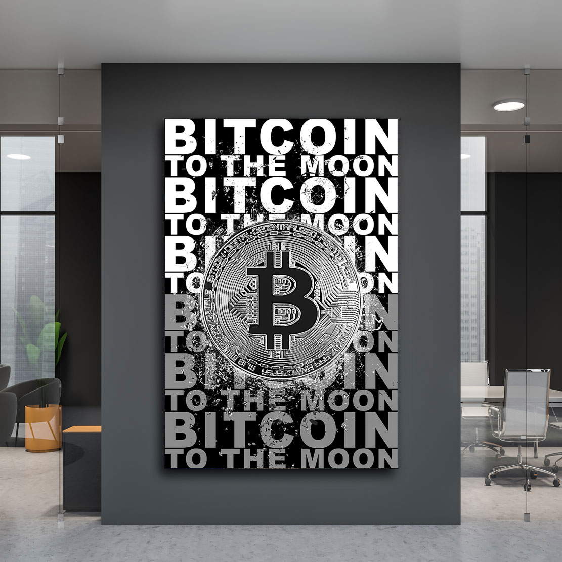 Wandbild Leinwandbild Bitcoin Abstrakt Black Style