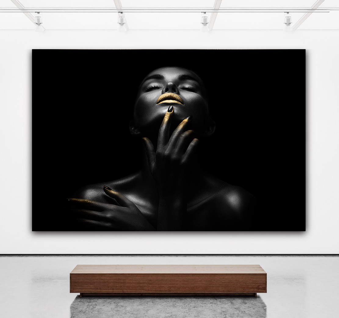 Wandbild sensual dark Woman Gold