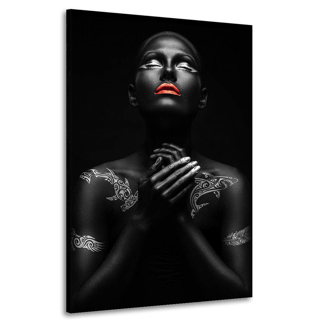 Wandbild sensual Maori Woman red Lips