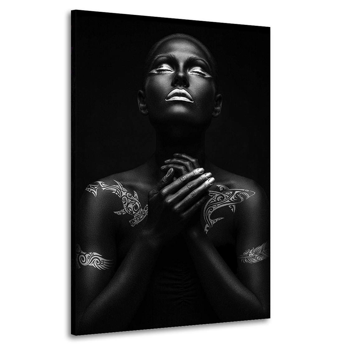 Wandbild sensual Maori Woman Silver Style