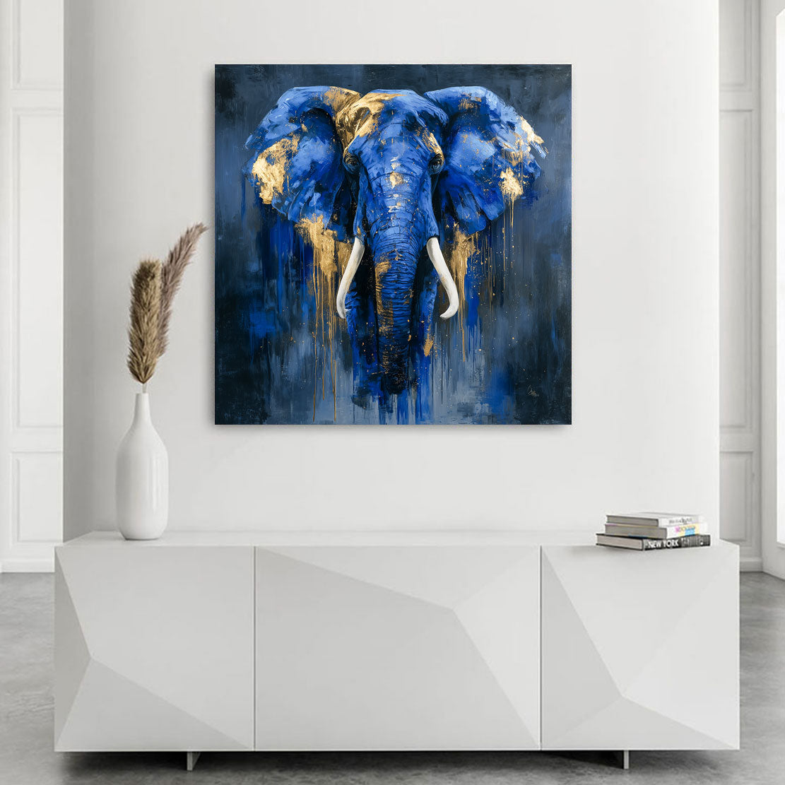 Blauer Elefant Wandbild