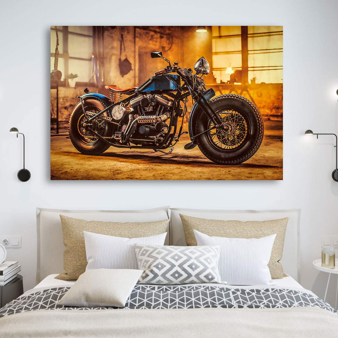 Wandbild Leinwandbild Custom Bobber Motorradbild