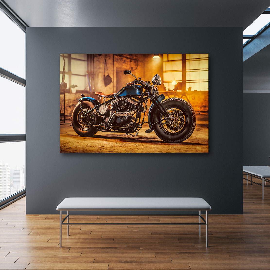 Wandbild Leinwandbild Custom Bobber Motorradbild