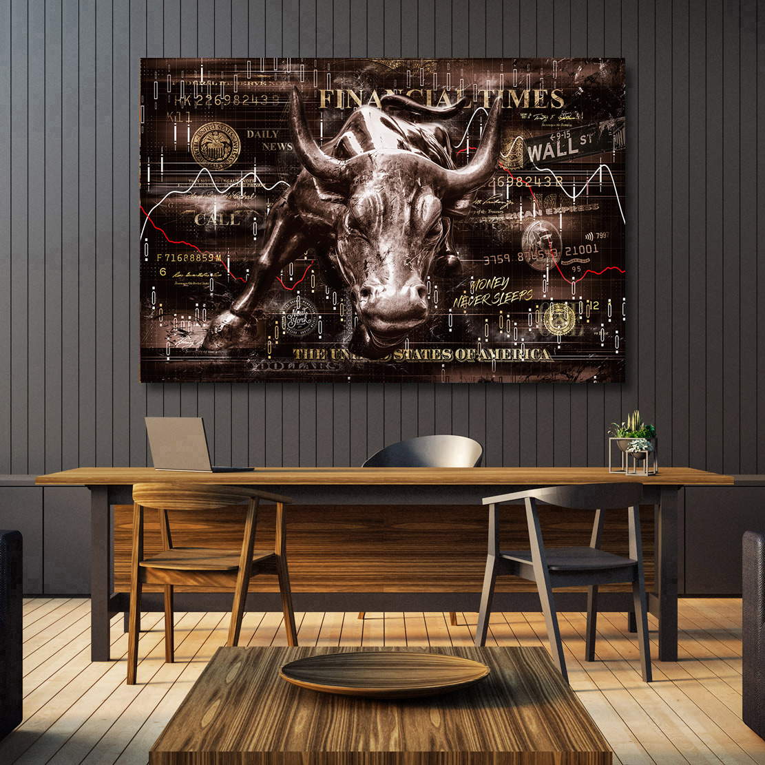 Wandbild Leinwandbild Wallstreet Stier Pop Art Inspiration