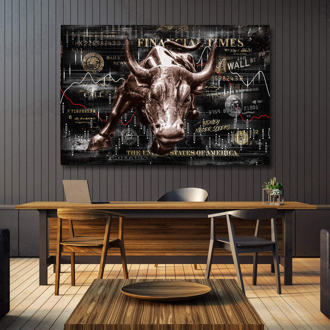 Wandbild Leinwandbild Wallstreet Stier Börse Pop Art