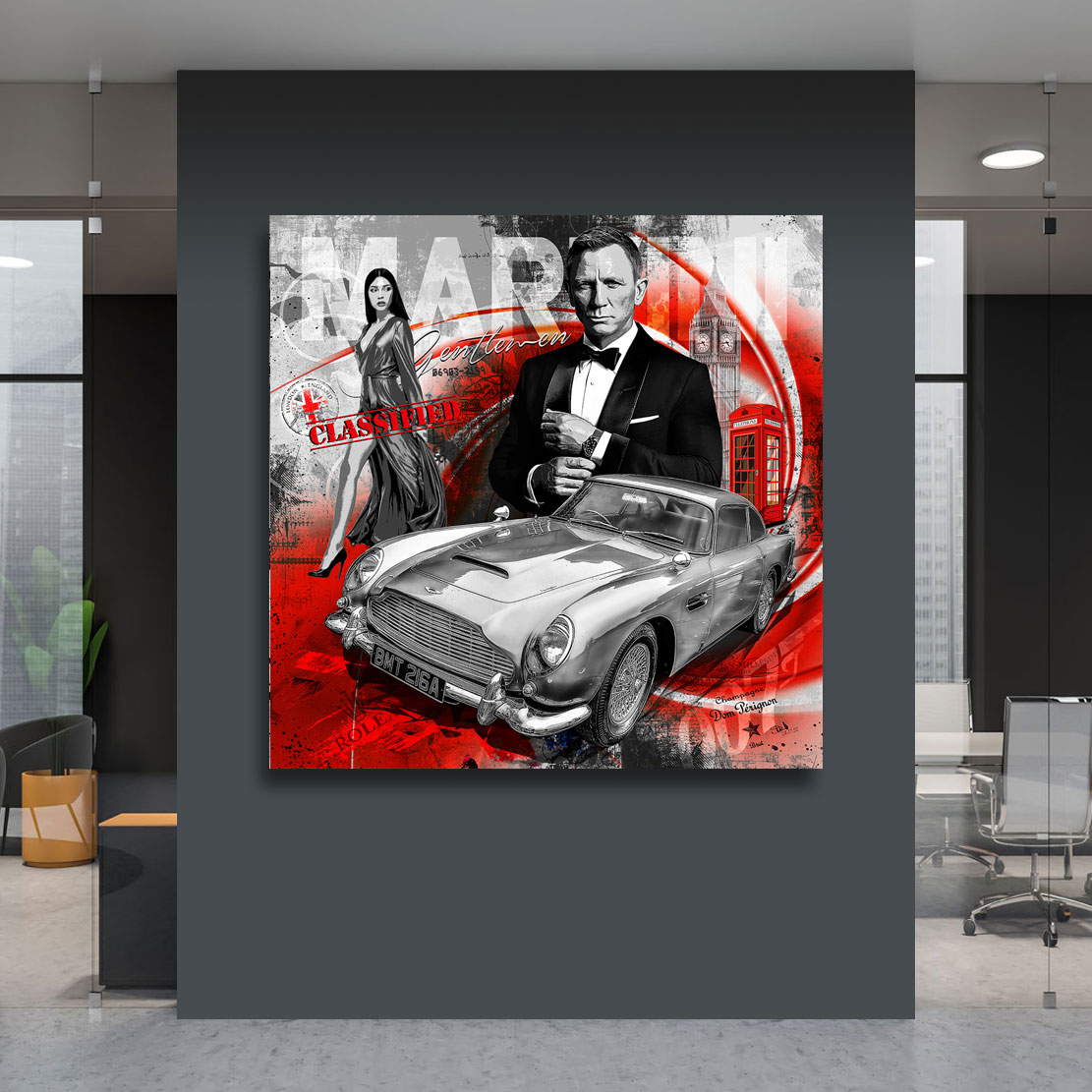 Leinwandbild James Bond Pop Art Red Style