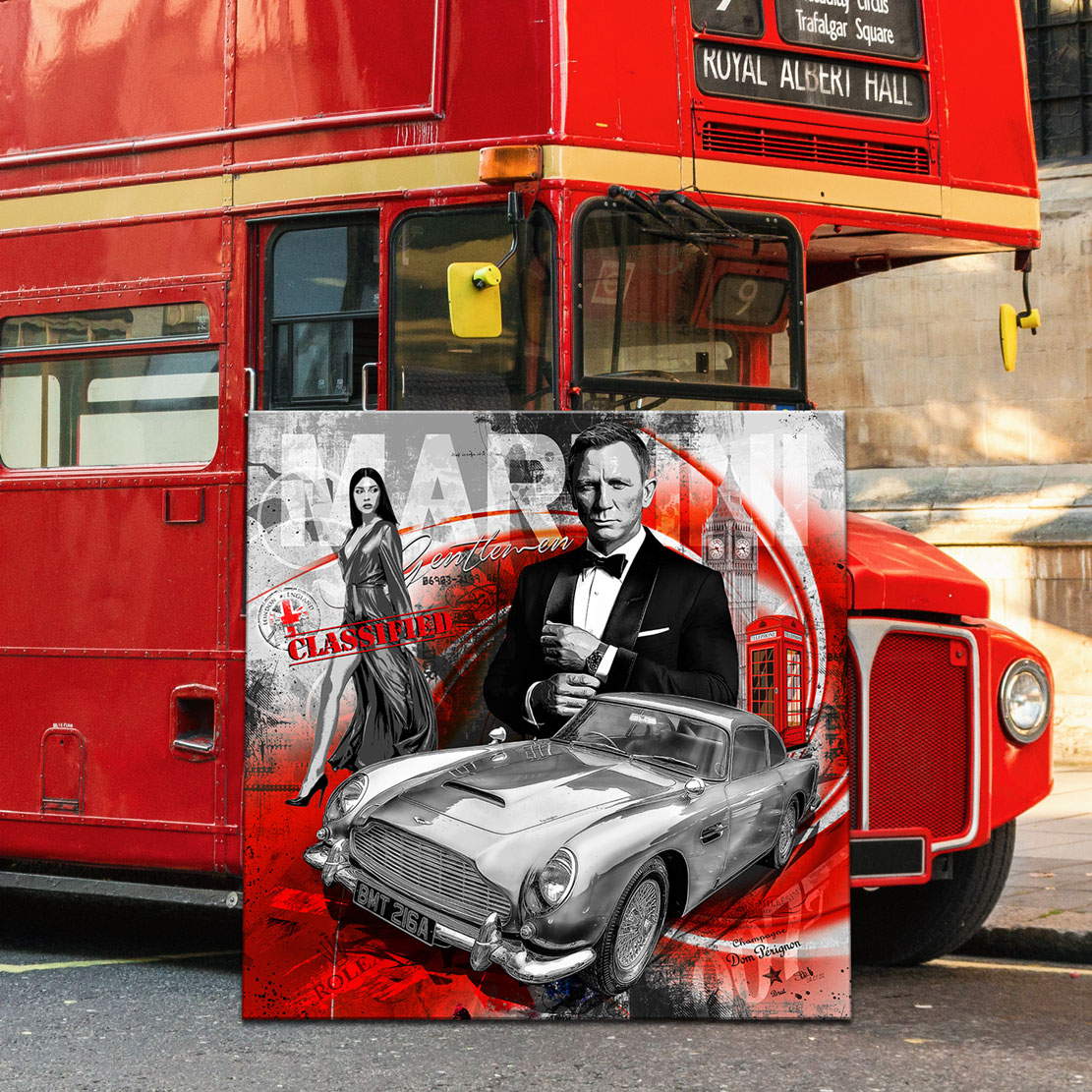 Leinwandbild James Bond Pop Art Red Style