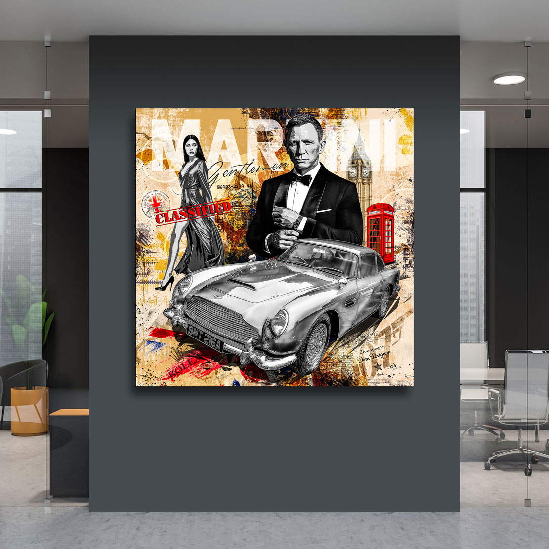 Leinwandbild James Bond Pop Art Retro Style