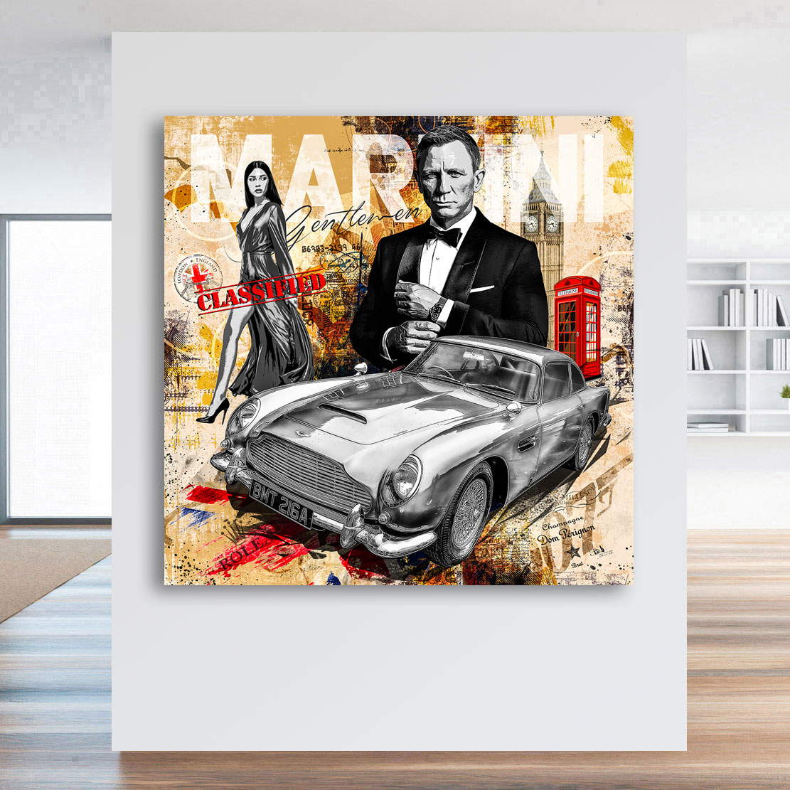 Leinwandbild James Bond Pop Art Retro Style