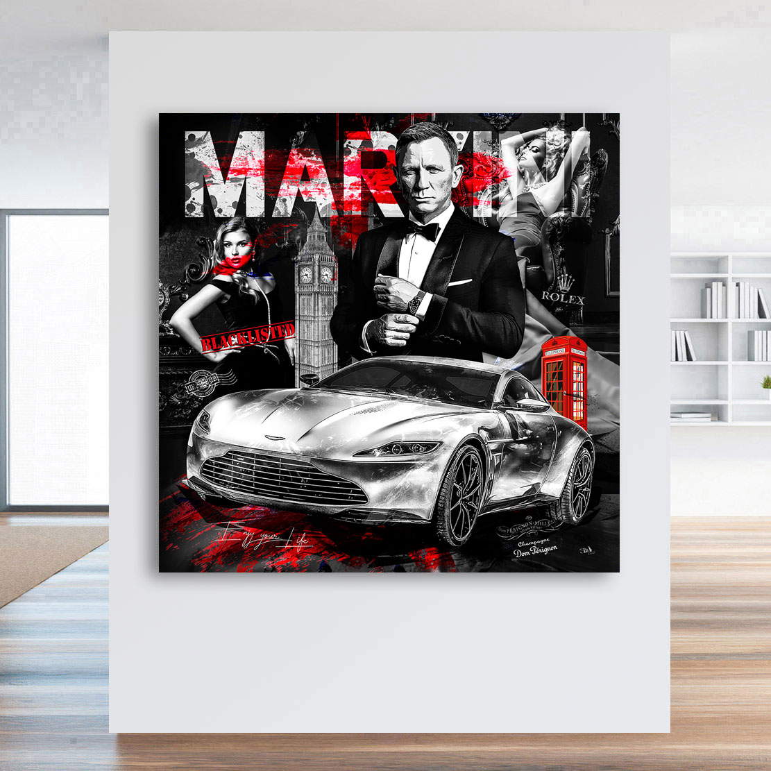 Leinwandbild James Bond & Aston Martin Style