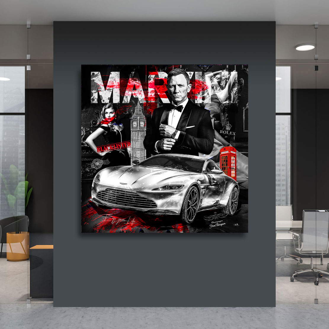 Leinwandbild James Bond & Aston Martin Style