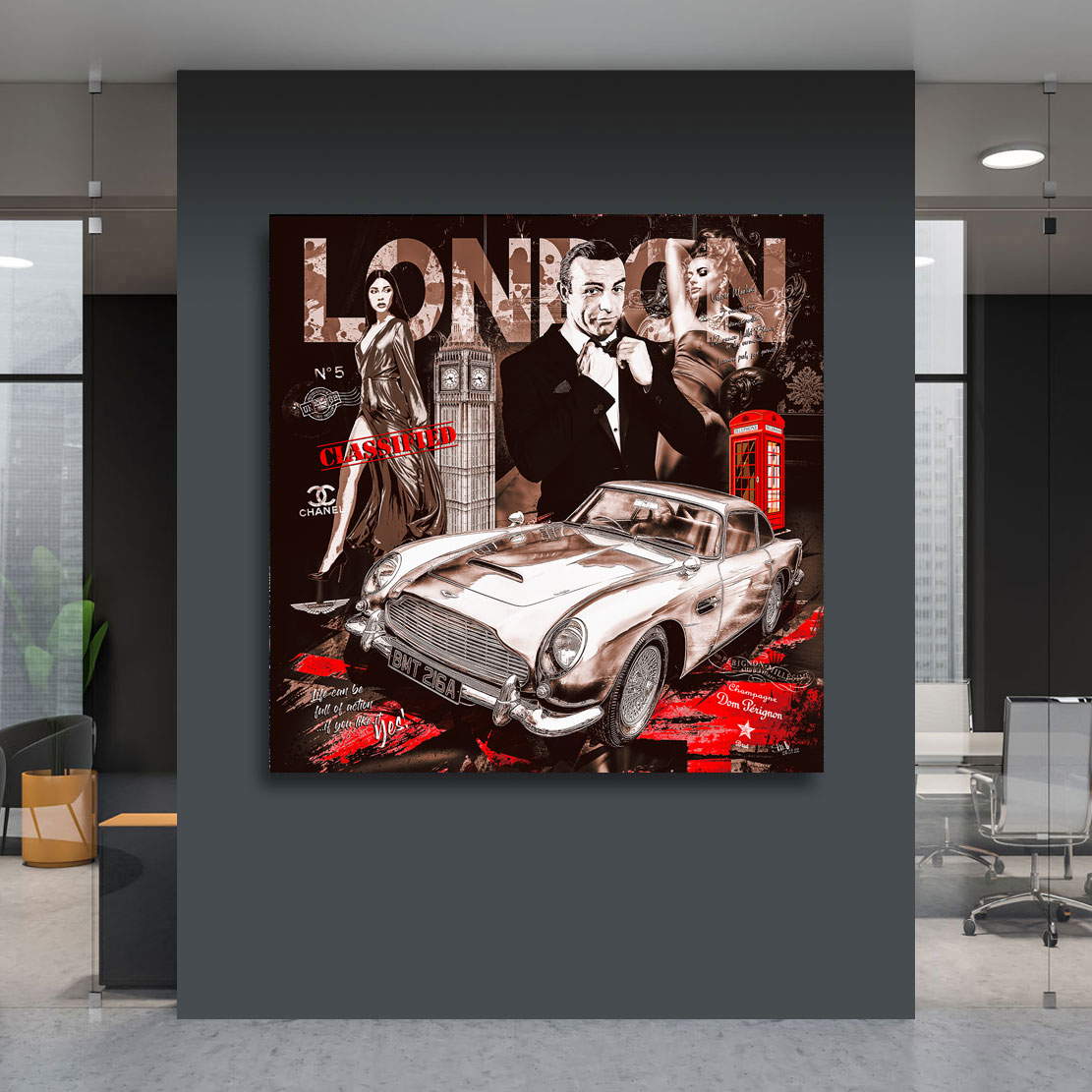 Auto Leinwandbild Aston Martin Bond Pop Art Retro