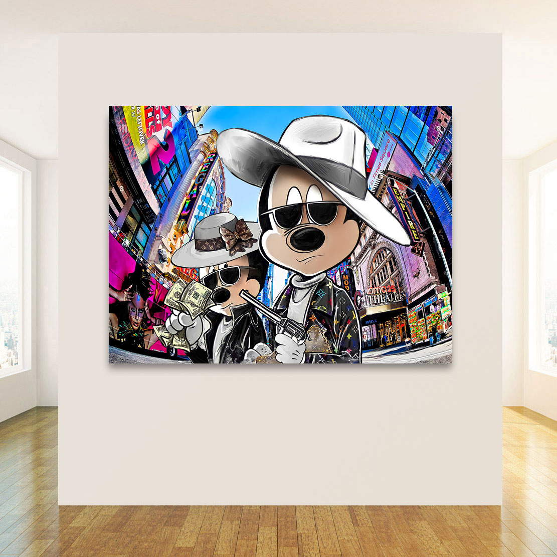Leinwandbild Micky & Minnie Maus Bonnie & Clyde in Town