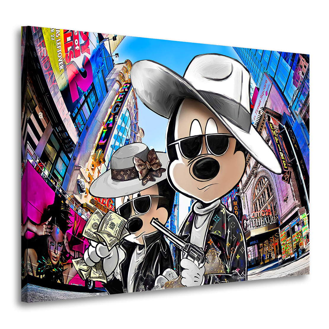 Leinwandbild Micky & Minnie Maus Bonnie & Clyde in Town