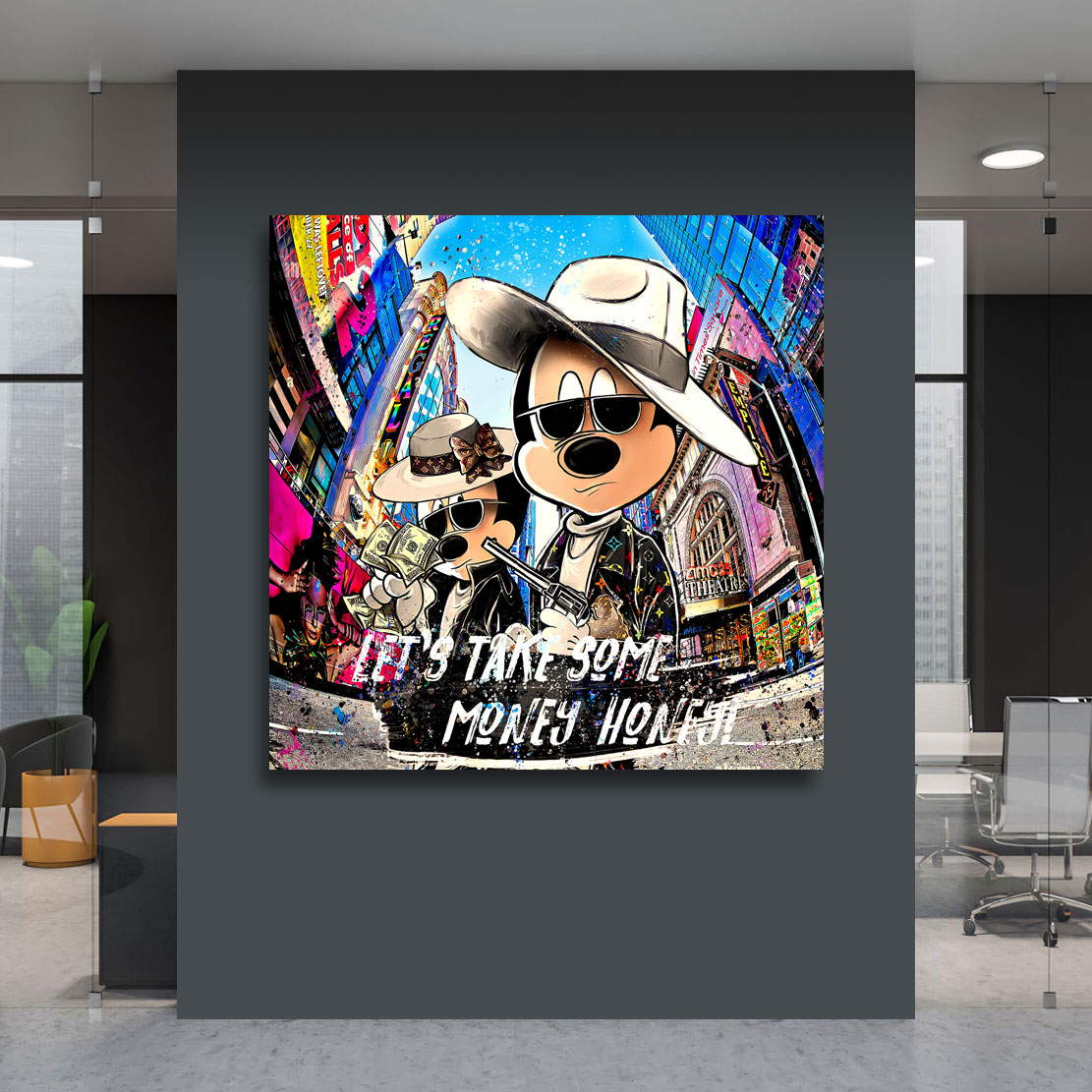 Leinwandbild Micky & Minnie Maus Take some Money Pop Art