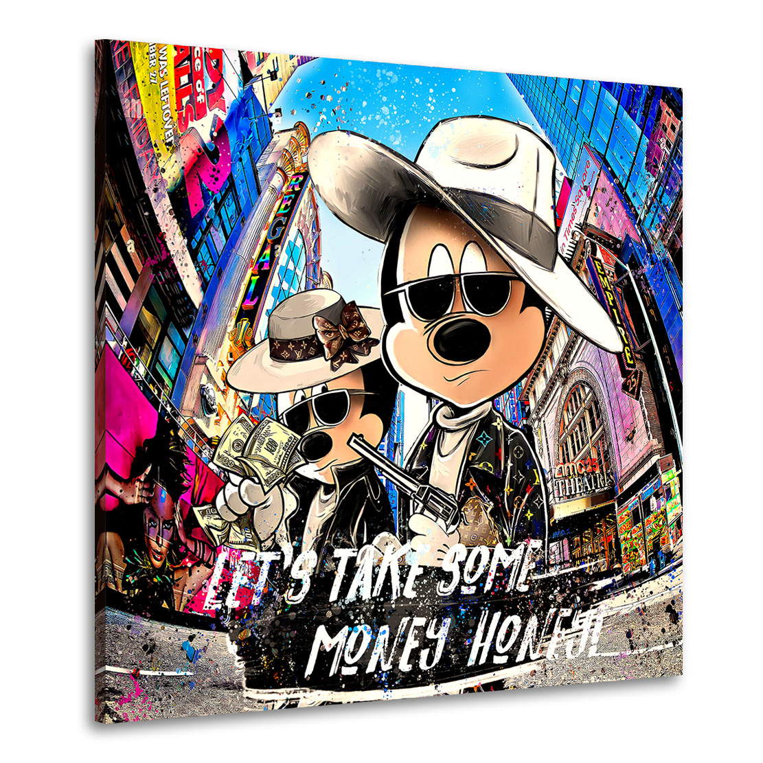 Leinwandbild Micky & Minnie Maus Take some Money Pop Art