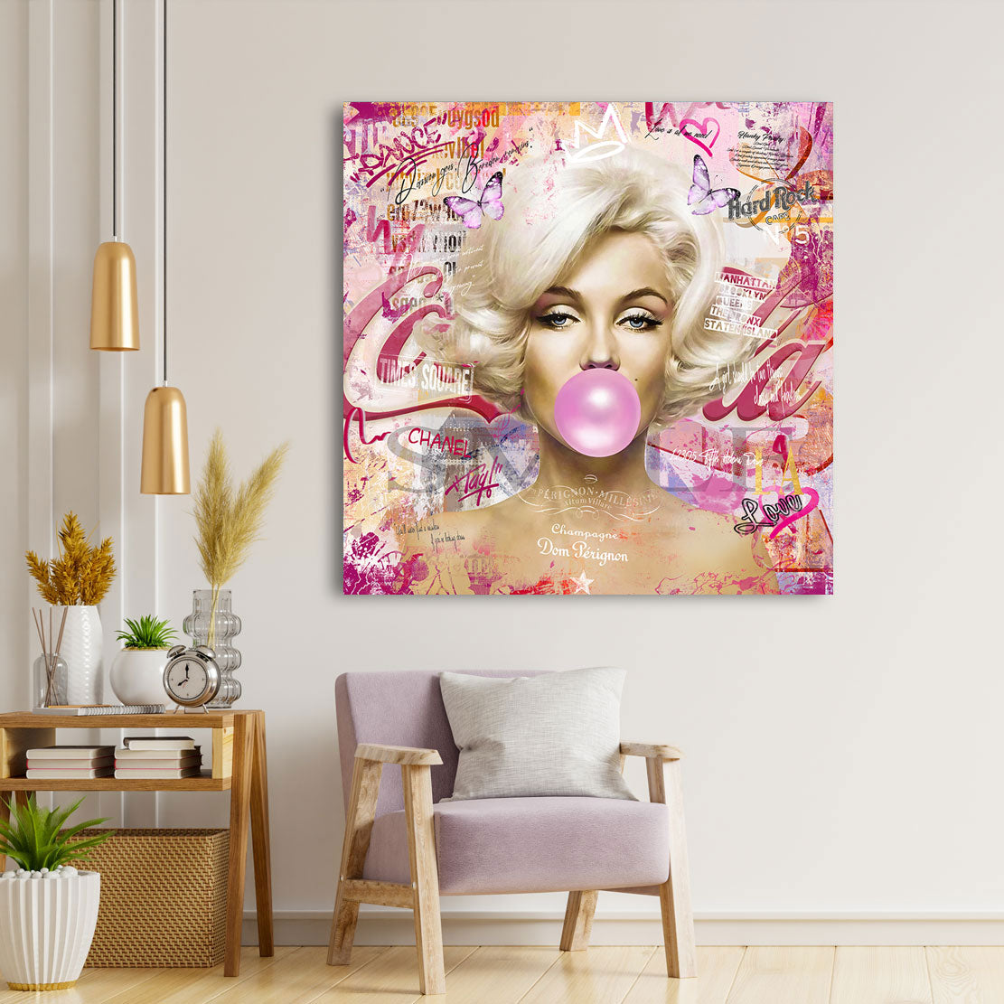 Wandbild Marilyn Monroe Bubble Gum Pop Art Style