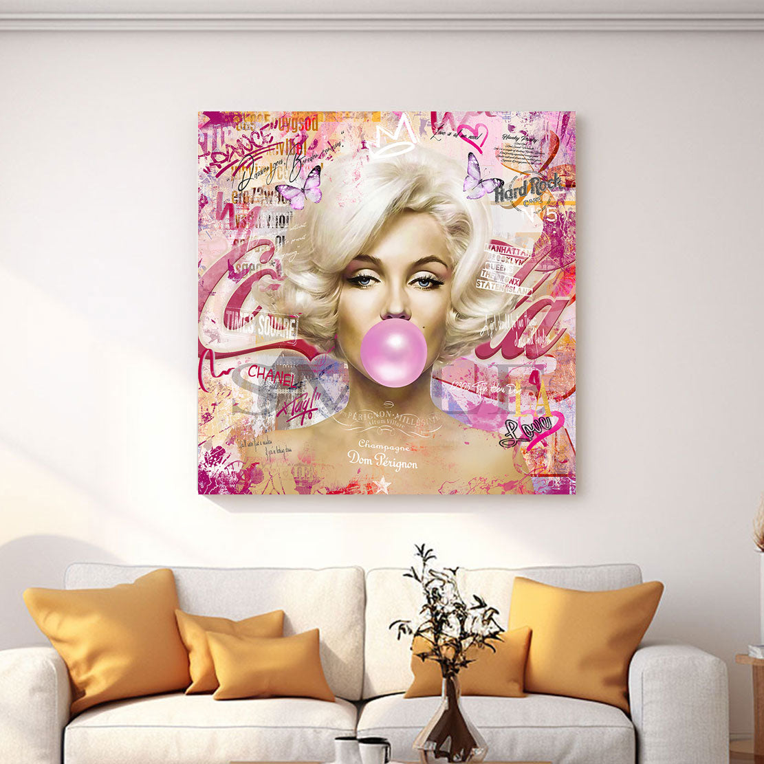Wandbild Marilyn Monroe Bubble Gum Pop Art Style