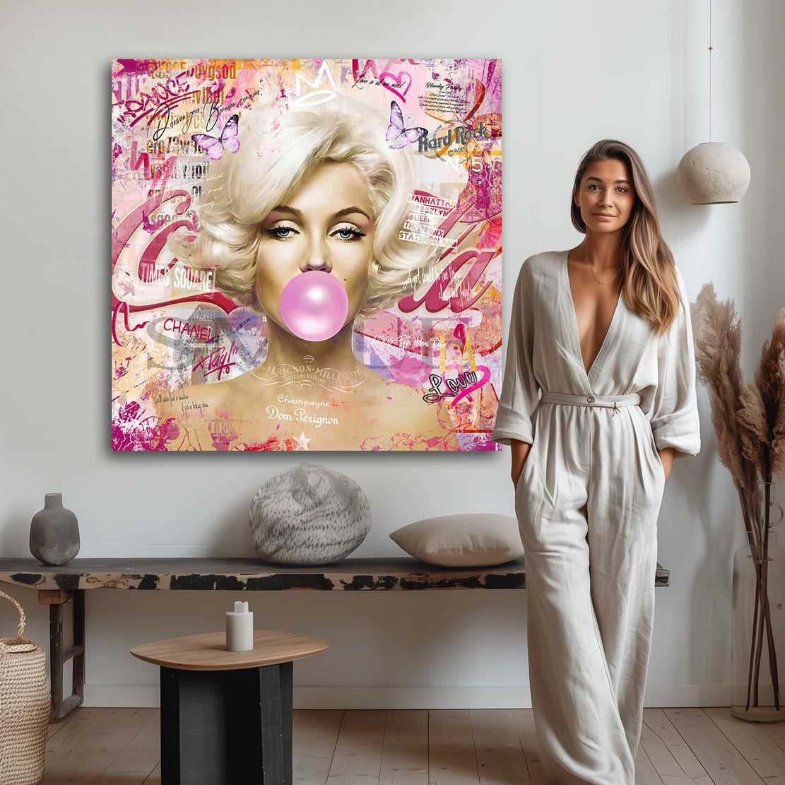 Wandbild Marilyn Monroe Bubble Gum Pop Art Style