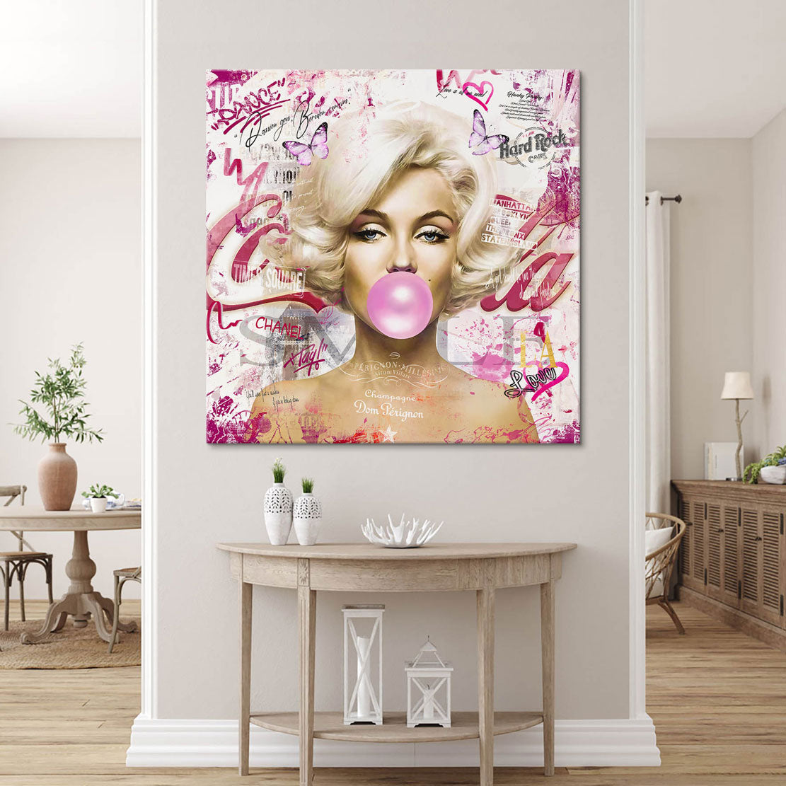 Wandbild Marilyn Monroe Bubble Gum Pop Art