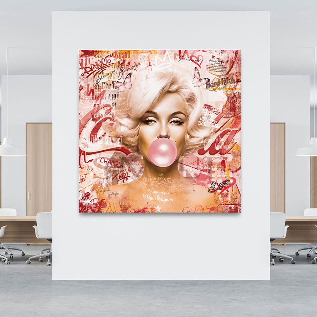 Wandbild Marilyn Monroe Kaugummi Retro Pop Art
