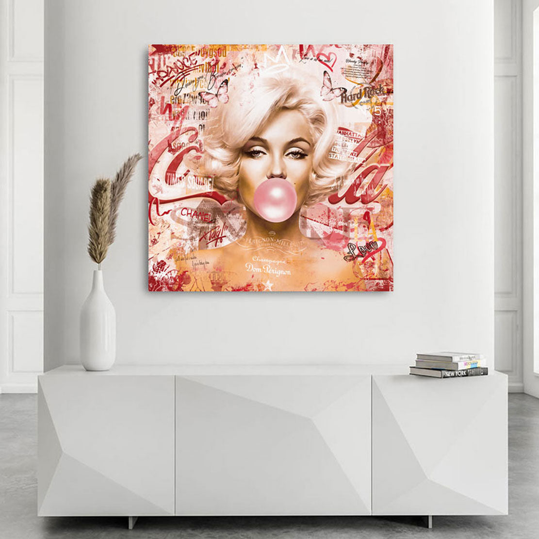 Wandbild Marilyn Monroe Kaugummi Retro Pop Art