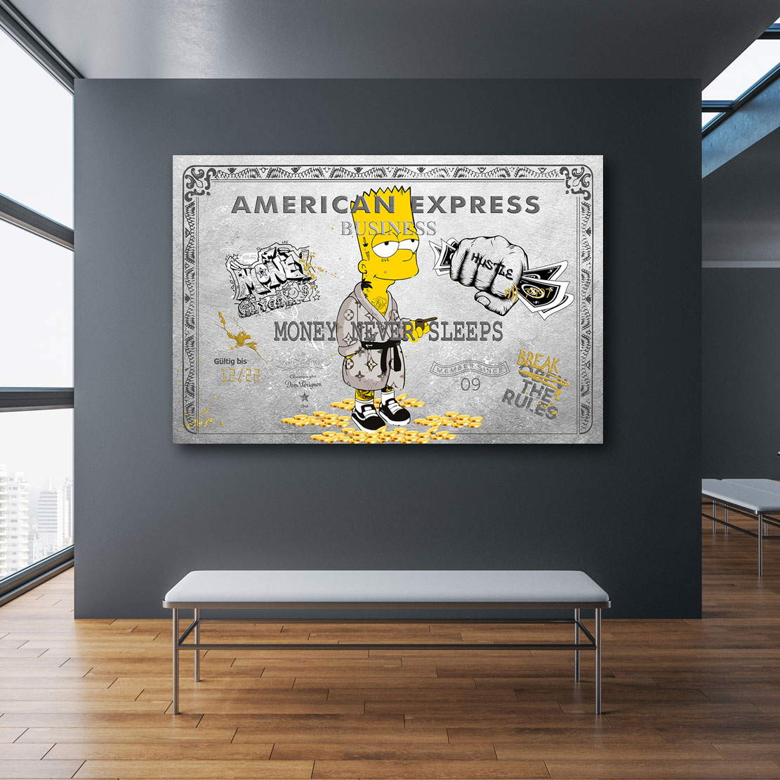 Leinwandbild Amex Bud Silver Pop Art Style