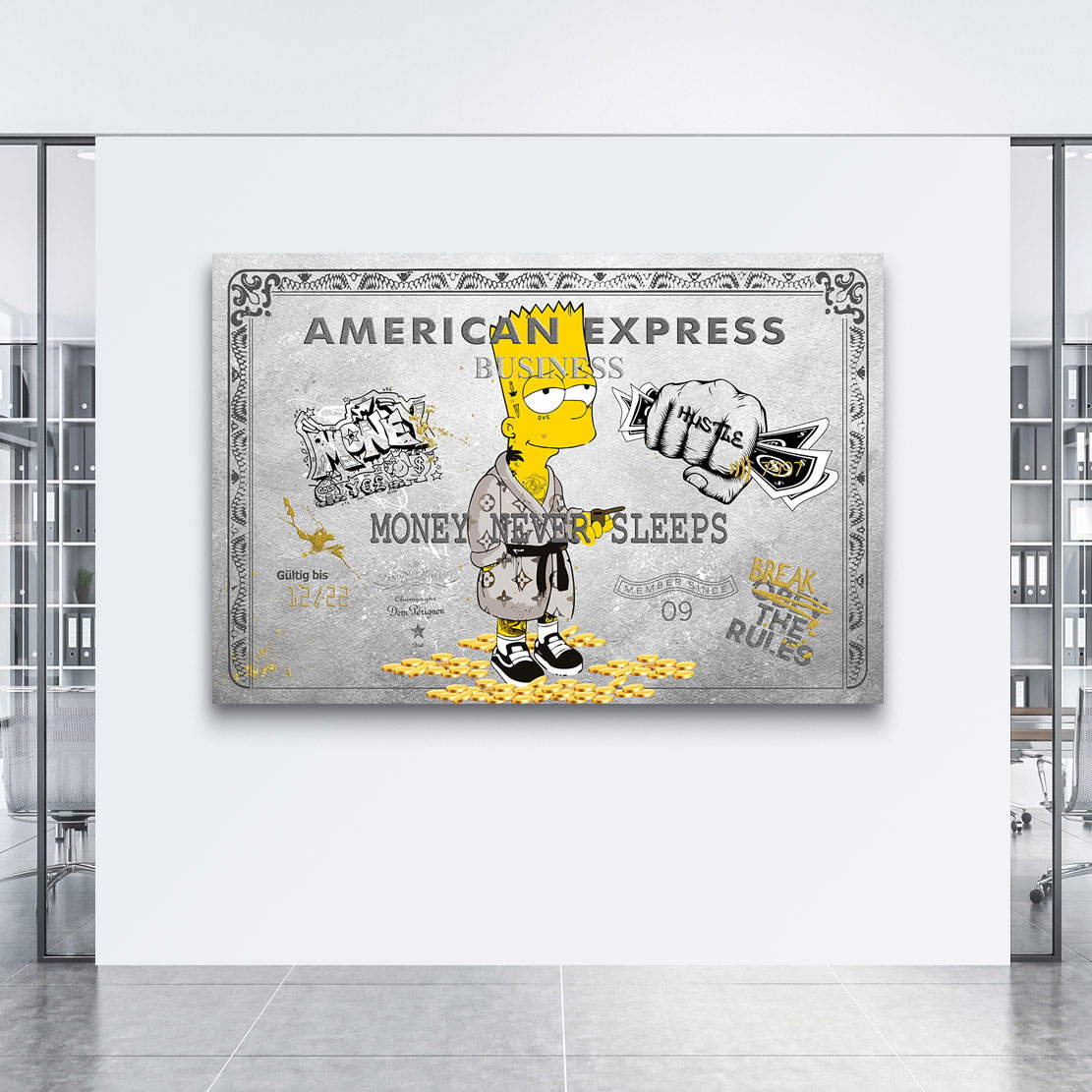 Leinwandbild Amex Bud Silver Pop Art Style