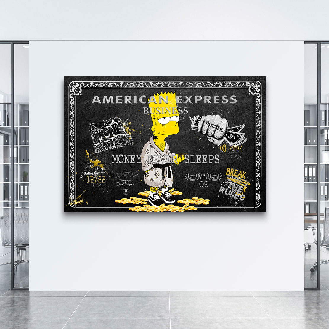 Leinwandbild Amex Bud Pop Art Black Style