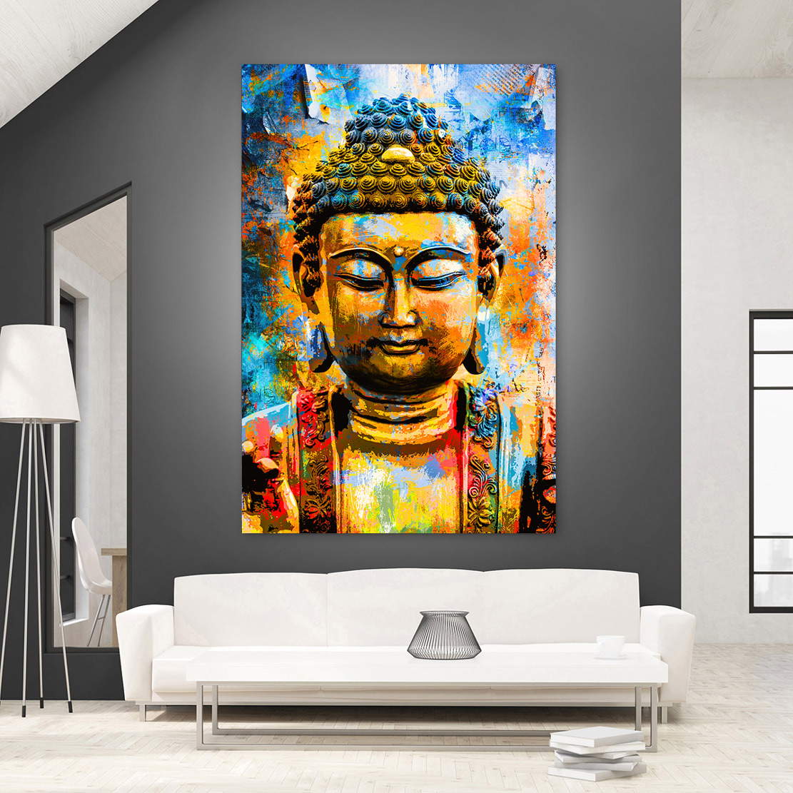 Wandbild Buddha Blue Style