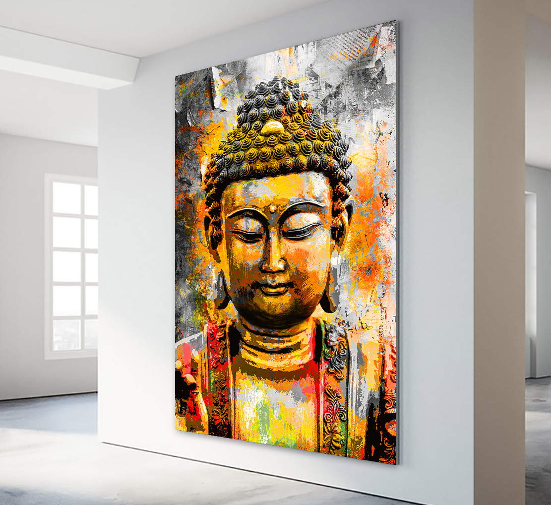 Wandbild Leinwandbild Buddha Yellow Style