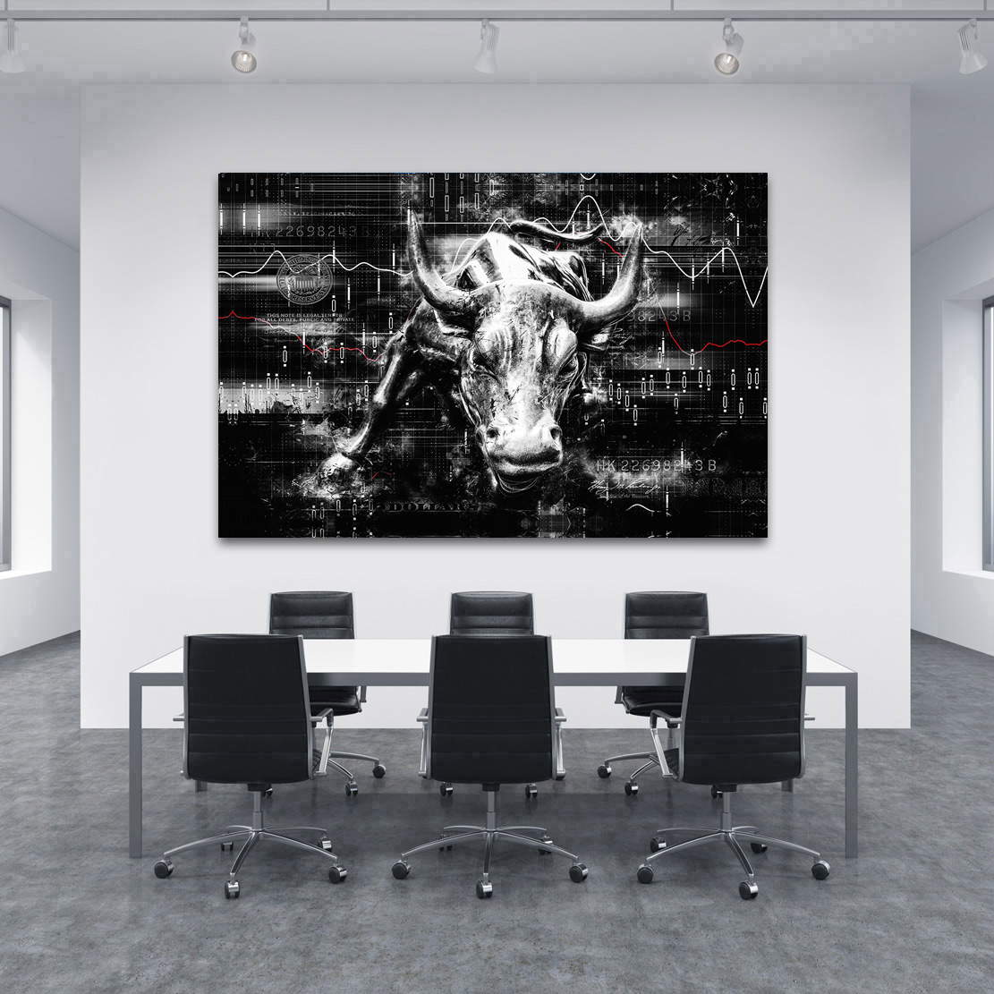 Wandbild Leinwandbild BÃ¶rse Stier abstrakt dark