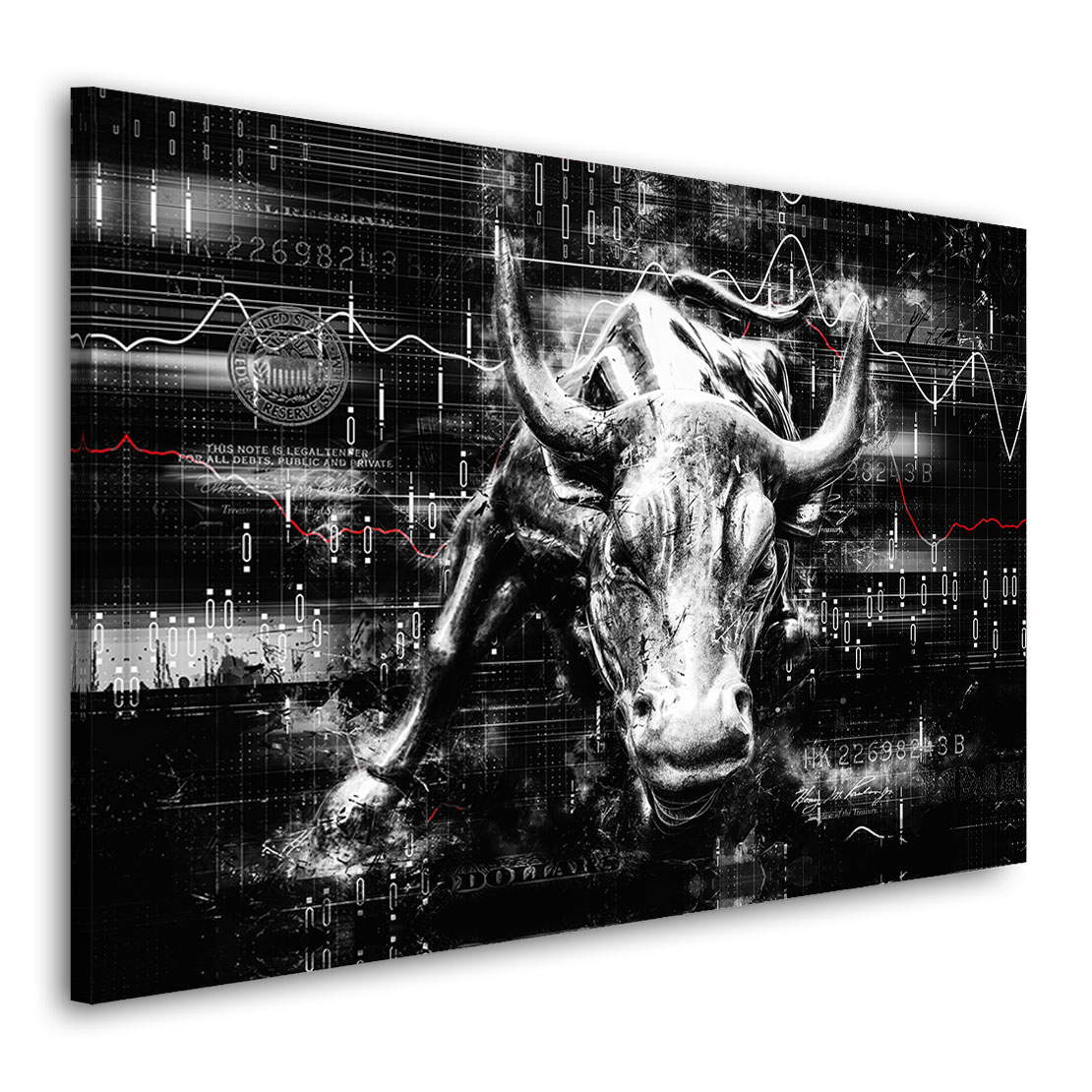 Wandbild Leinwandbild BÃ¶rse Stier abstrakt dark