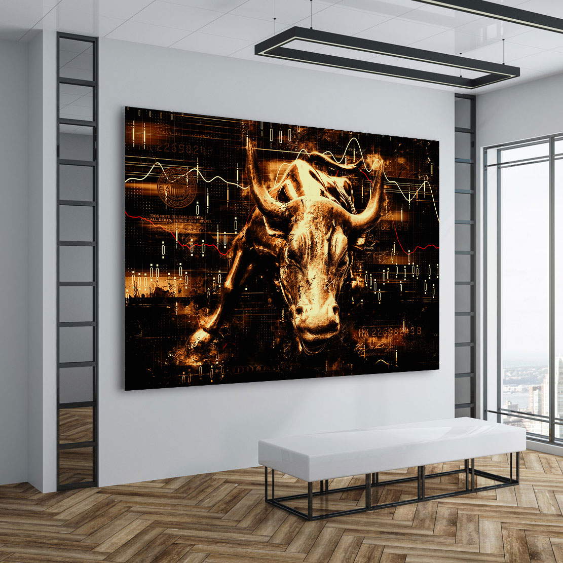 Wandbild Leinwandbild Börse Stier abstrakt