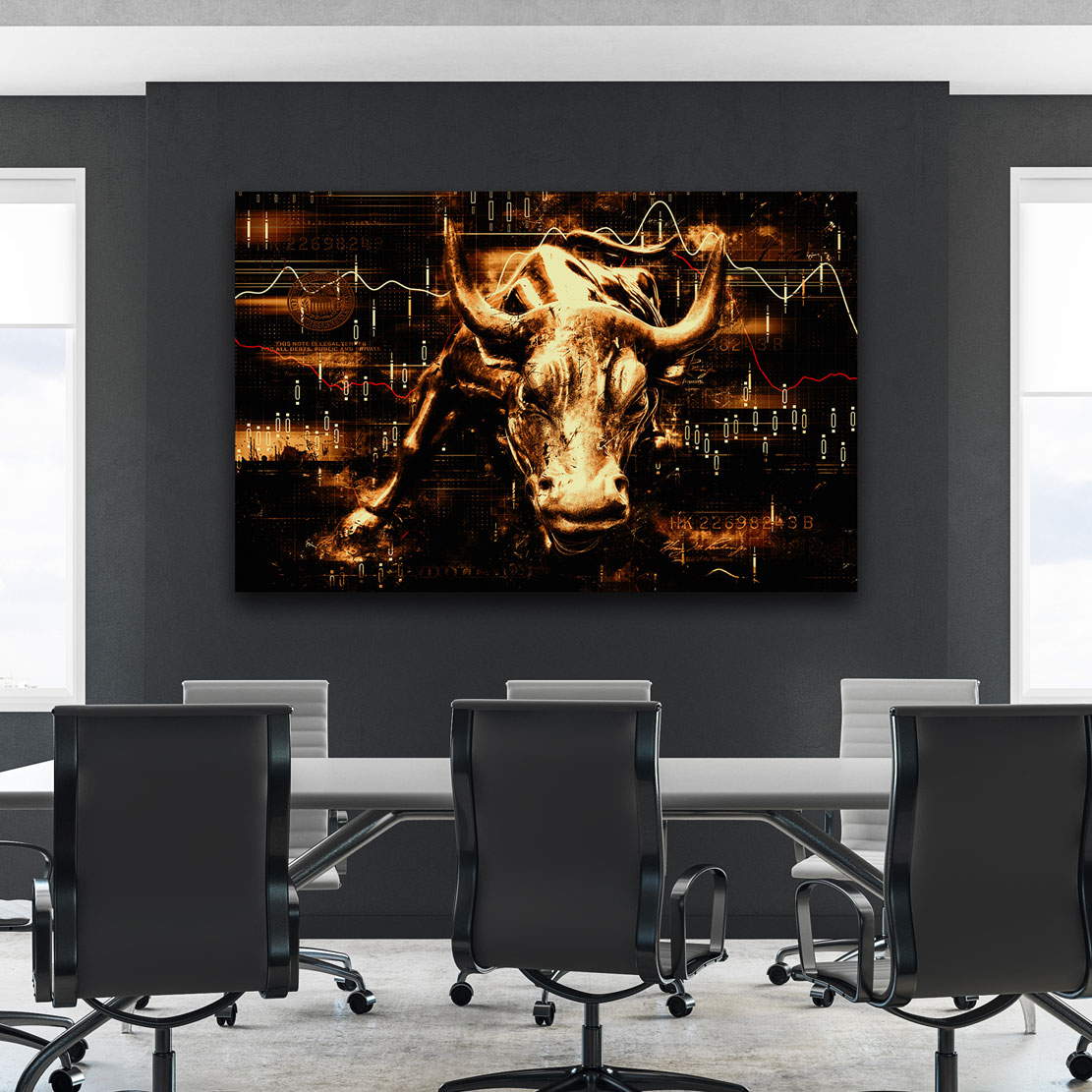 Wandbild Leinwandbild Börse Stier abstrakt